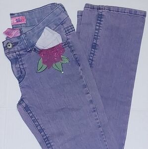 Just A Girl Girls Size 8 Jeans Purple Flowered Pockets
